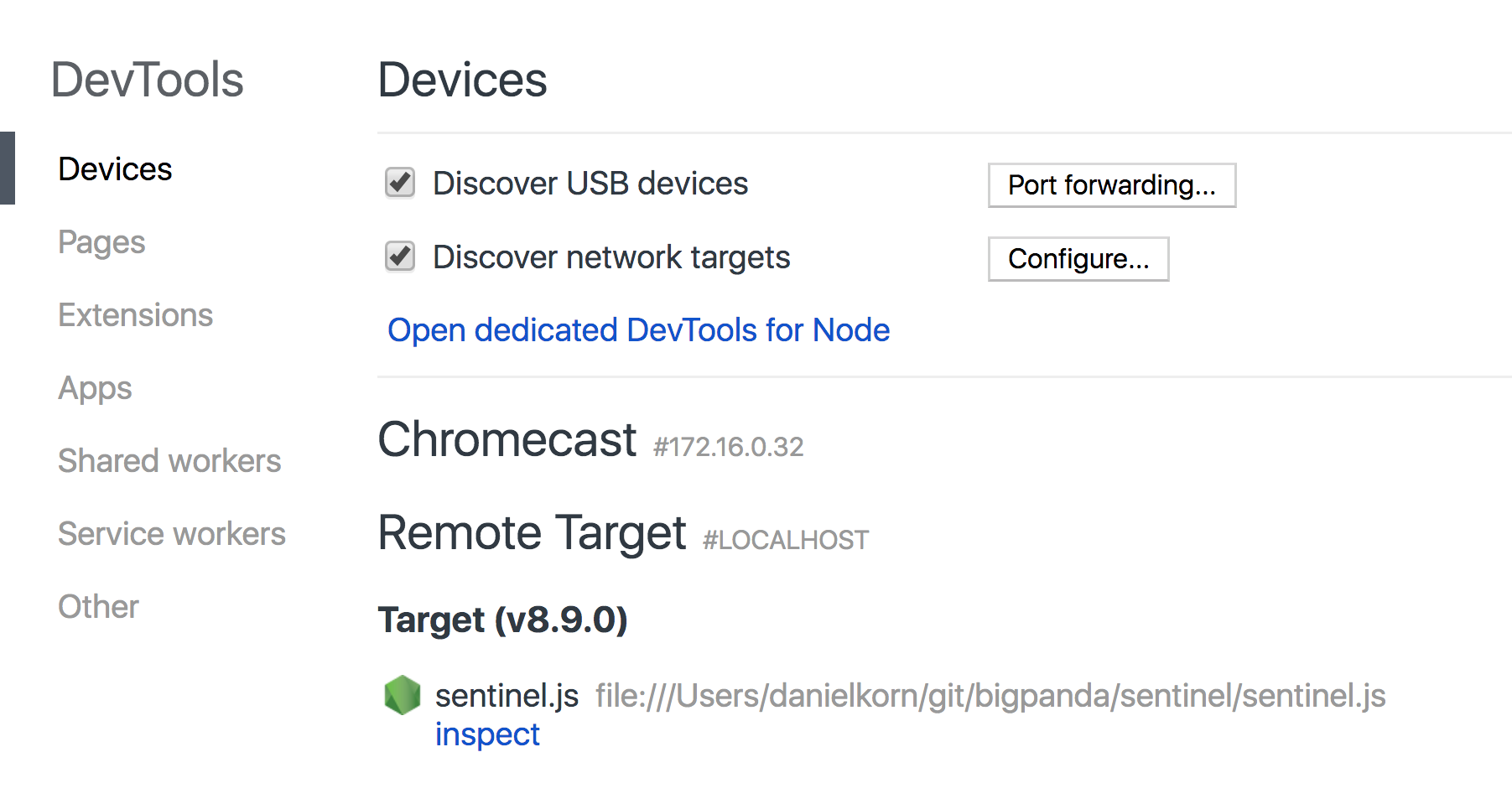 Chrome Inspect DevTools