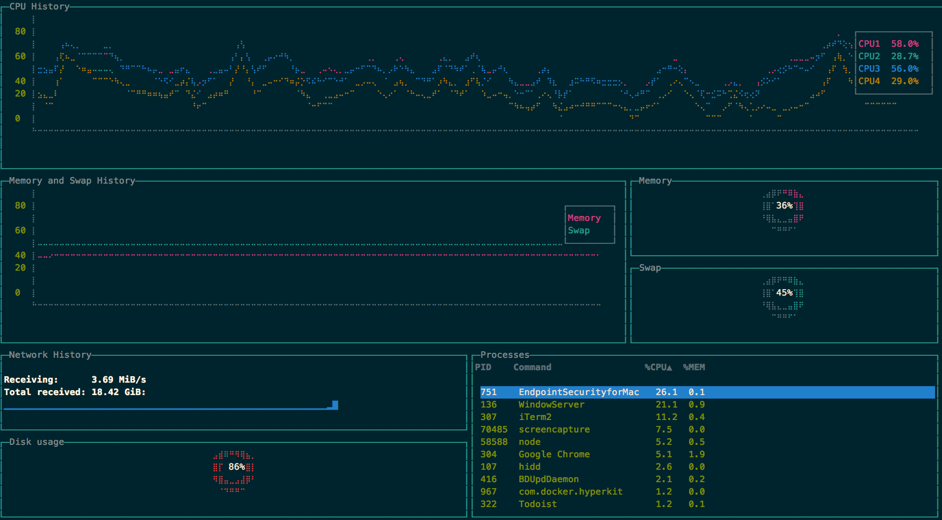 gtop Monitoring Screenshot