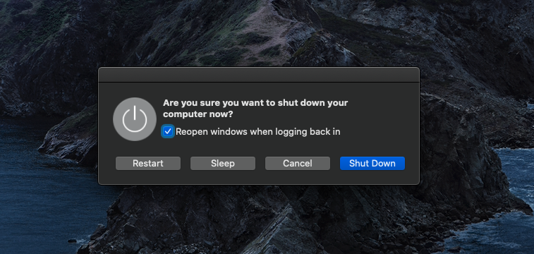 mac shutdown now